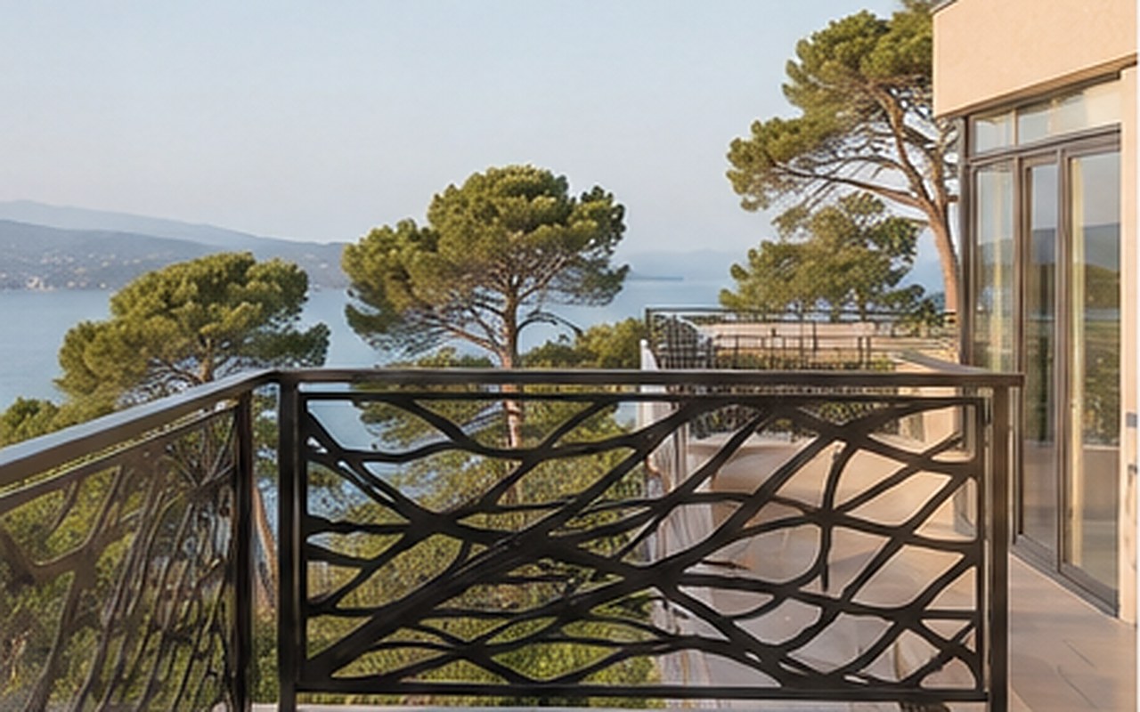 Garde-corps métallique sur terrasse, vue mer, réalisation FORGIA